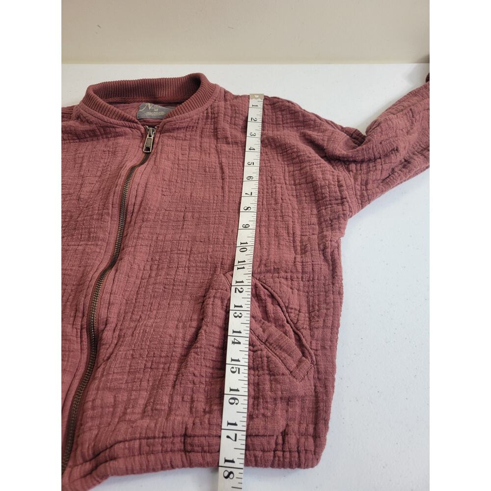 Natural Reflections Bomber Jacket Women's Sz Medium Brownish Red Crinkle Cropped - Picture 4 of 10